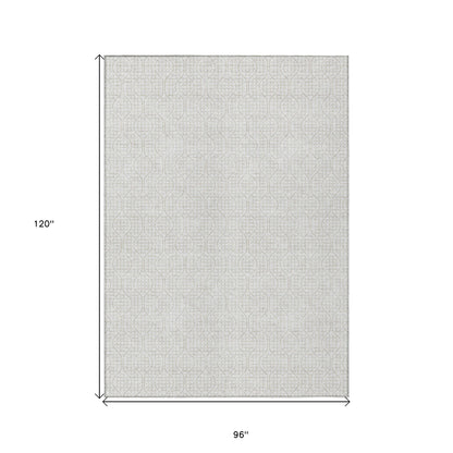 Tabselect Home Line 8' X 10' Ivory And Beige Geometric Washable Indoor Outdoor Area Rug