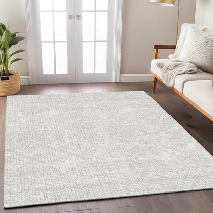 Tabselect Home Line 8' X 10' Ivory And Beige Geometric Washable Indoor Outdoor Area Rug