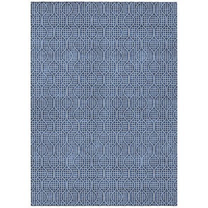 Tabselect Home Line 5' X 8' Navy Blue And Ivory Geometric Washable Indoor Outdoor Area Rug