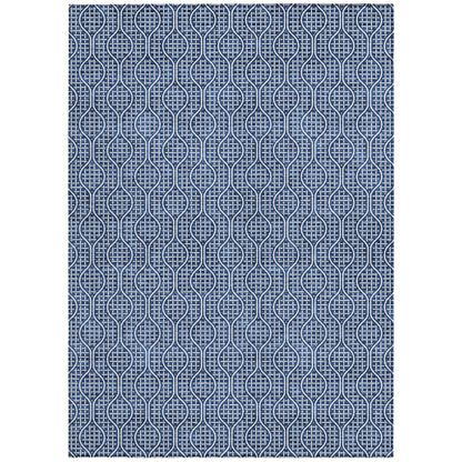 Tabselect Home Line 5' X 8' Navy Blue And Ivory Geometric Washable Indoor Outdoor Area Rug