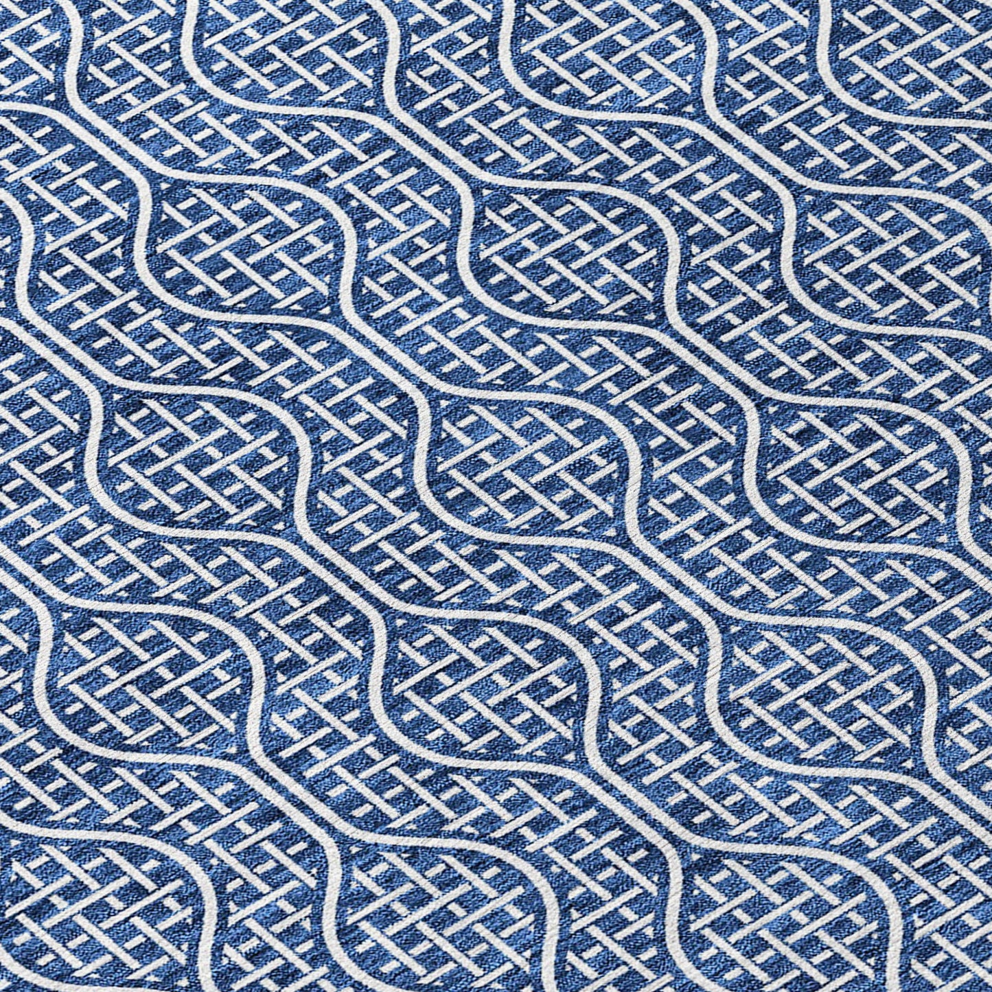 Tabselect Home Line 5' X 8' Navy Blue And Ivory Geometric Washable Indoor Outdoor Area Rug