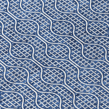 Tabselect Home Line 5' X 8' Navy Blue And Ivory Geometric Washable Indoor Outdoor Area Rug