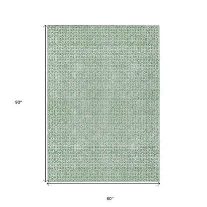 Tabselect Home Line 5' X 8' Sage And Gray Geometric Washable Indoor Outdoor Area Rug