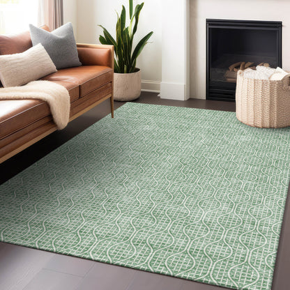 Tabselect Home Line 5' X 8' Sage And Gray Geometric Washable Indoor Outdoor Area Rug