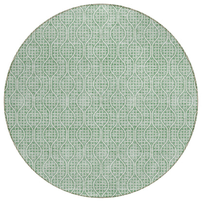 Tabselect Home Line 8' Sage And Gray Round Geometric Washable Indoor Outdoor Area Rug
