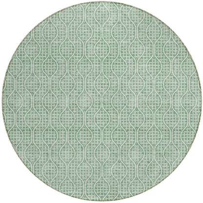 Tabselect Home Line 8' Sage And Gray Round Geometric Washable Indoor Outdoor Area Rug