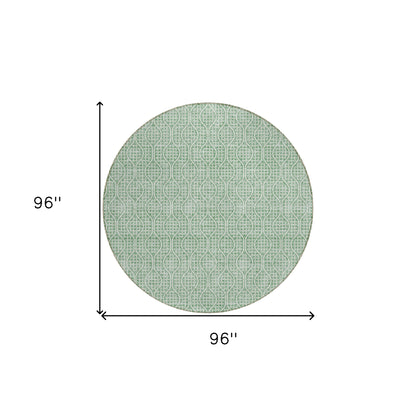 Tabselect Home Line 8' Sage And Gray Round Geometric Washable Indoor Outdoor Area Rug