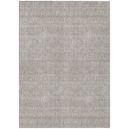 Tabselect Home Line 5' X 8' Taupe And Beige Geometric Washable Indoor Outdoor Area Rug