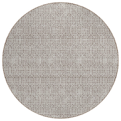 Tabselect Home Line 8' Taupe And Beige Round Geometric Washable Indoor Outdoor Area Rug