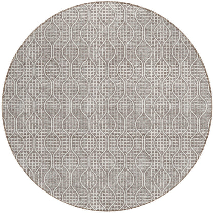 Tabselect Home Line 8' Taupe And Beige Round Geometric Washable Indoor Outdoor Area Rug