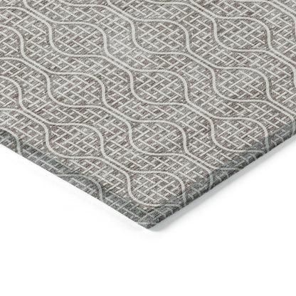 Tabselect Home Line 8' X 10' Taupe And Beige Geometric Washable Indoor Outdoor Area Rug