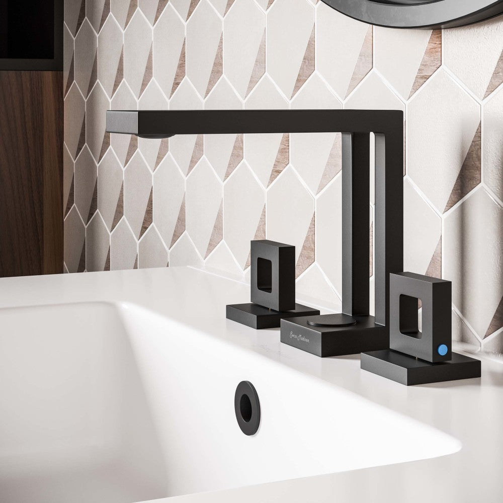 Swiss Madison Pierre Widespread, Double Handle, Bathroom Faucet in Matte Black