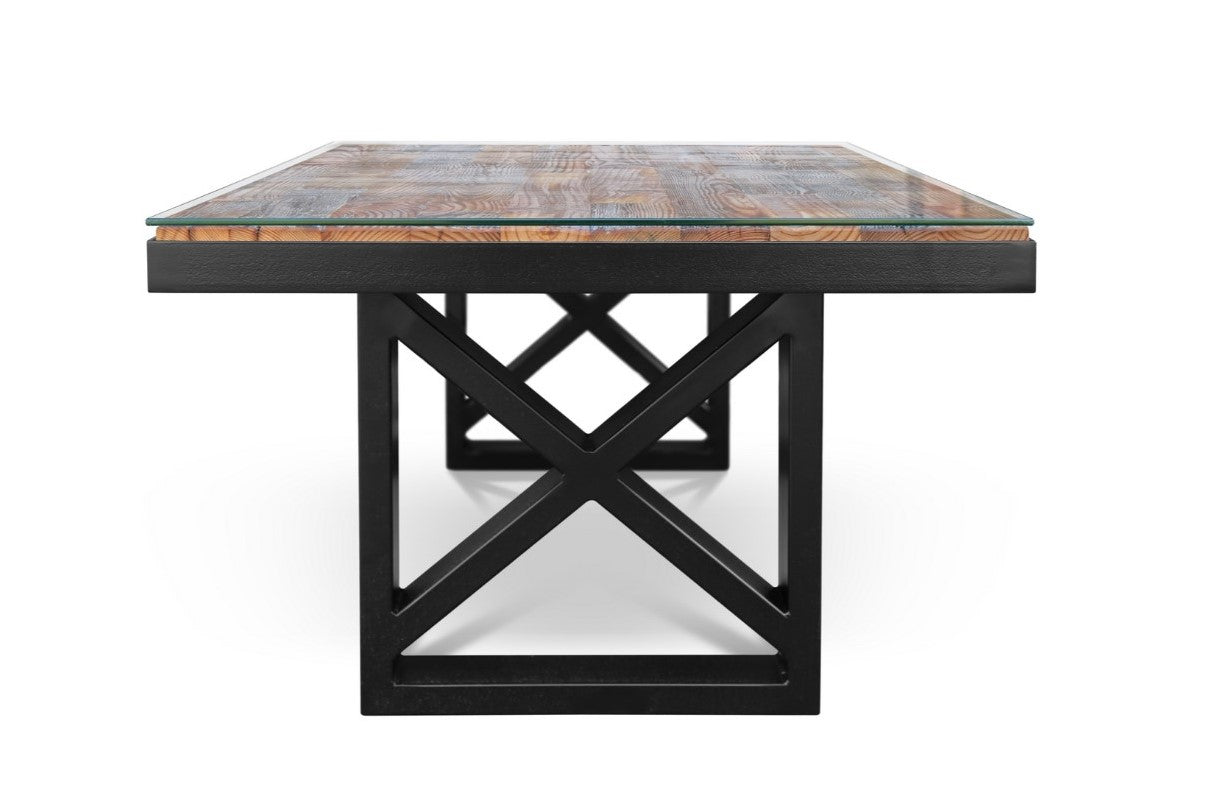 Maxima House KANTO-T Glass top Solid Wood Dining Table