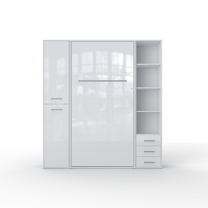 Maxima House Invento Vertical Wall Bed, European Full XL Size with 2 cabinets