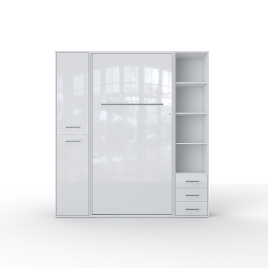Maxima House Invento Vertical Wall Bed, European Full XL Size with 2 cabinets