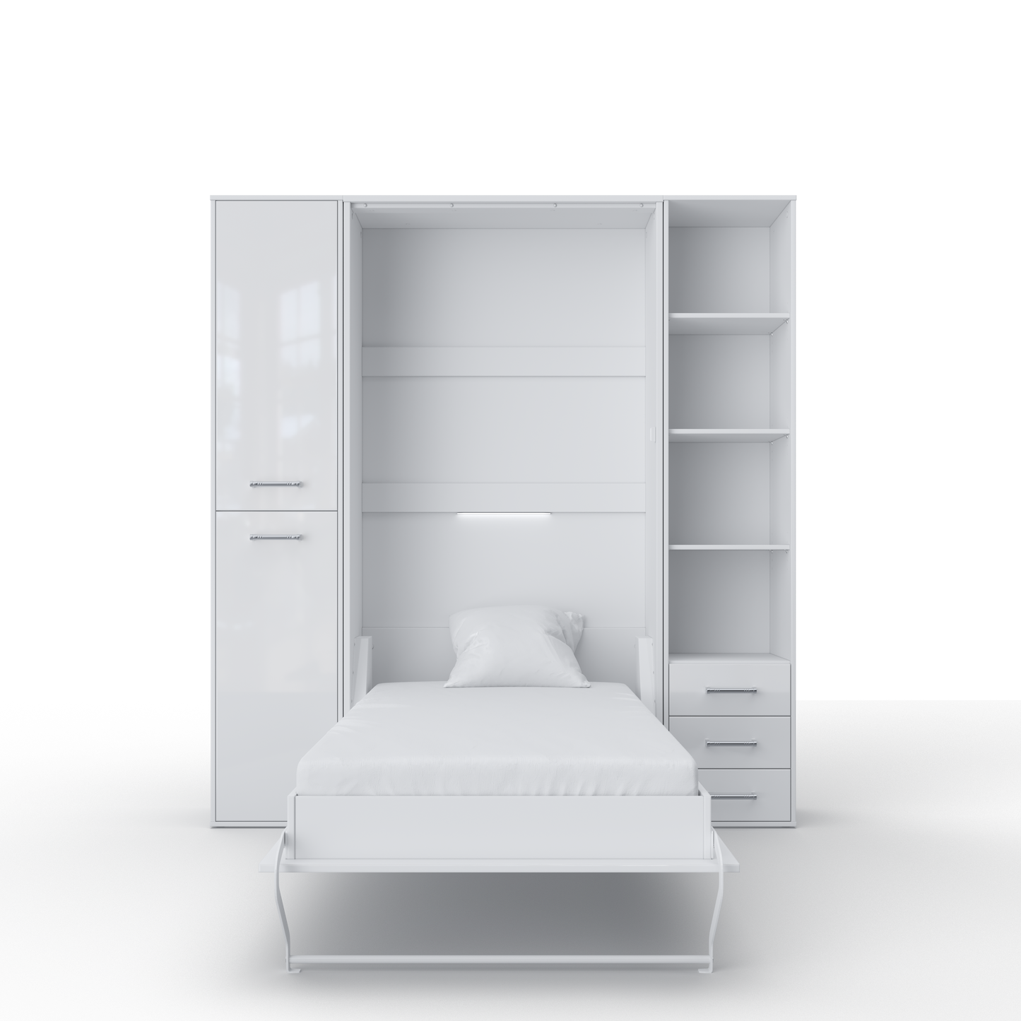 Maxima House Invento Vertical Wall Bed, European Full XL Size with 2 cabinets