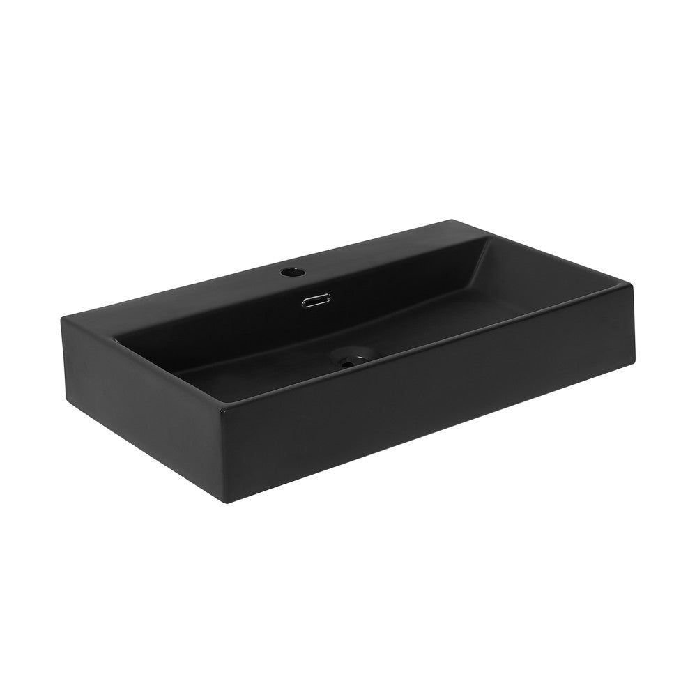 Swiss Madison Claire 30" Rectangle Wall-Mount Bathroom Sink in Matte Black