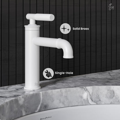 Swiss Madison Avallon Single Hole, Single-Handle Sleek, Bathroom Faucet in Matte White