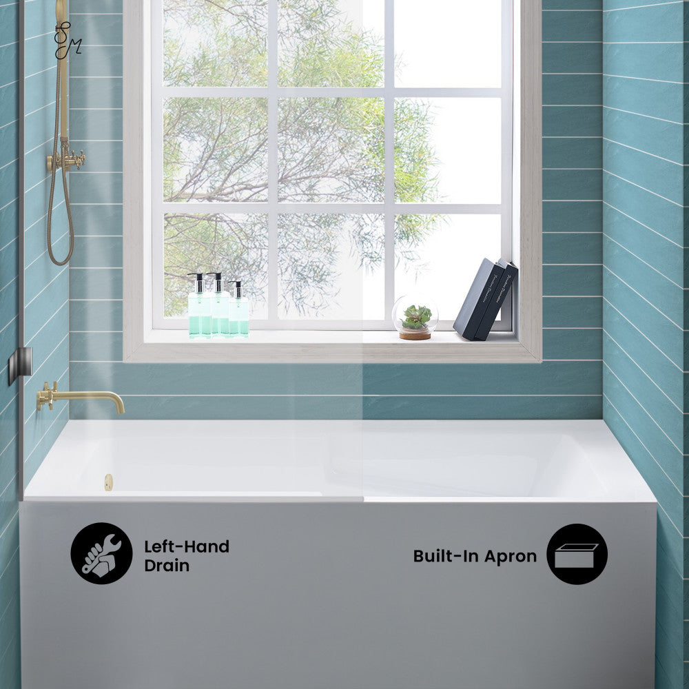 Swiss Madison Voltaire 60" x 32" Left-Hand Drain Alcove Bathtub with Apron and Armrest