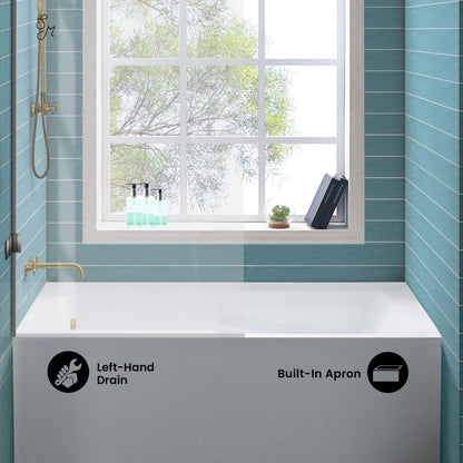 Swiss Madison Voltaire 60" x 32" Left-Hand Drain Alcove Bathtub with Apron and Armrest
