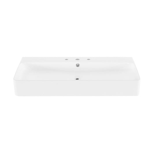 Swiss Madison Carre 36" Wall-Mount Bathroom Sink with 8" Widespread Holes