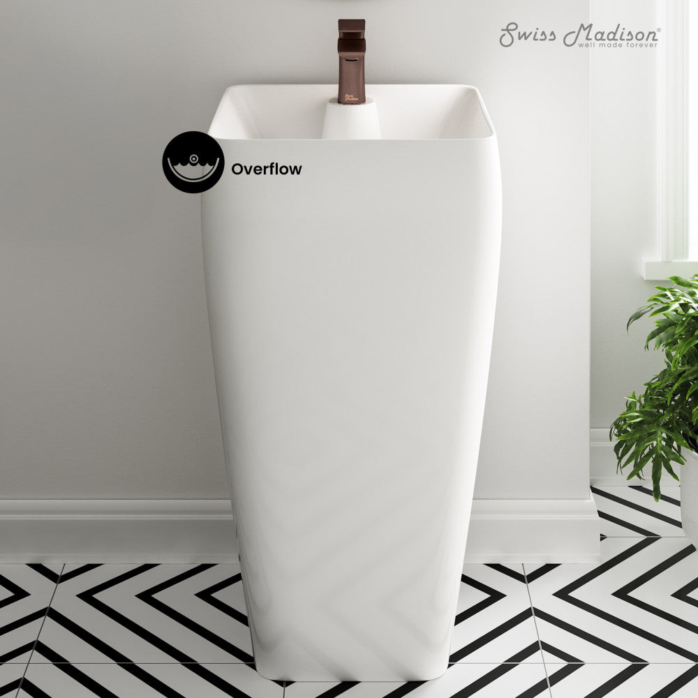 Swiss Madison Carre One Piece Pedestal Sink