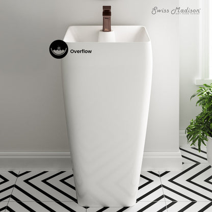 Swiss Madison Carre One Piece Pedestal Sink