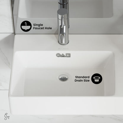 Swiss Madison St. Tropez 30" Rectangle Wall-Mounted Sink with Left Side Faucet Mount