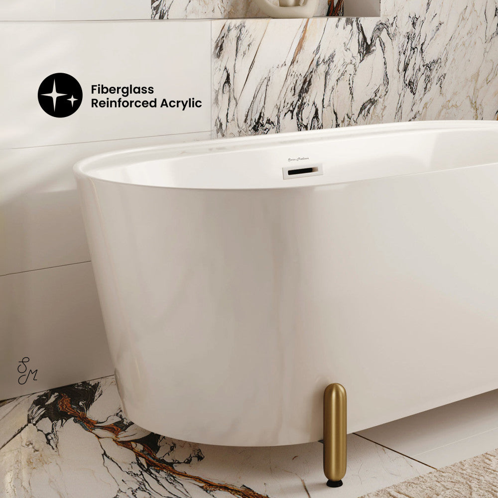 Swiss Madison Monaco 59" Freestanding Bathtub with Brushed Gold Stand