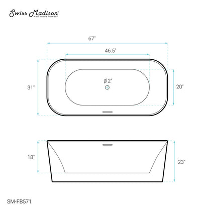 Swiss Madison Concorde 67" Freestanding Bathtub