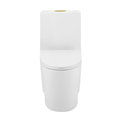 Swiss Madison St. Tropez One Piece Elongated Toilet Dual Vortex Flush, Gold Hardware