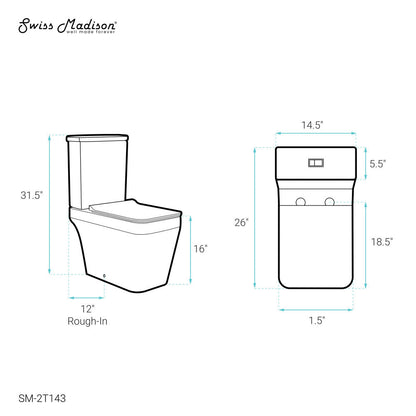 Swiss Madison Rivoli Two-Piece Square Toilet Dual-Flush 1.1/1.6 gpf