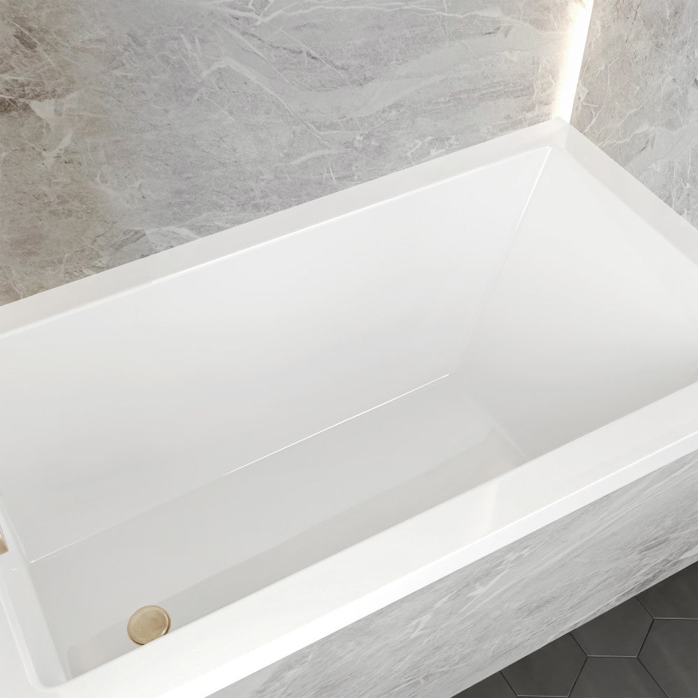 Swiss Madison Voltaire 54 x 30 Left Drain Soaking Alcove Bathtub in Glossy White