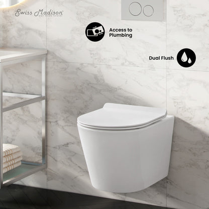 Swiss Madison Swiss Madison Well Made Forever SM-WK465-01C - Calice Wall-Hung Round Toilet Bundle, Glossy White