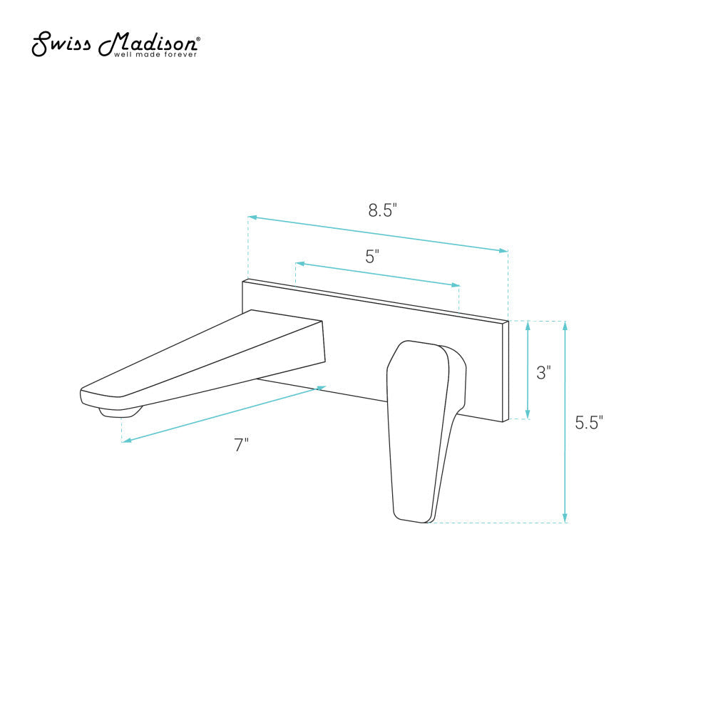Swiss Madison Voltaire Single-Handle, Wall-Mount, Bathroom Faucet in Brushed Gold