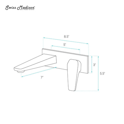 Swiss Madison Voltaire Single-Handle, Wall-Mount, Bathroom Faucet in Brushed Gold