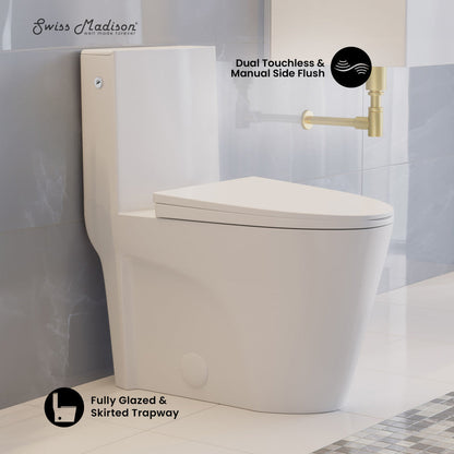 Swiss Madison St. Tropez One-Piece Elongated Toilet, Touchless 1.1/1.6 gpf