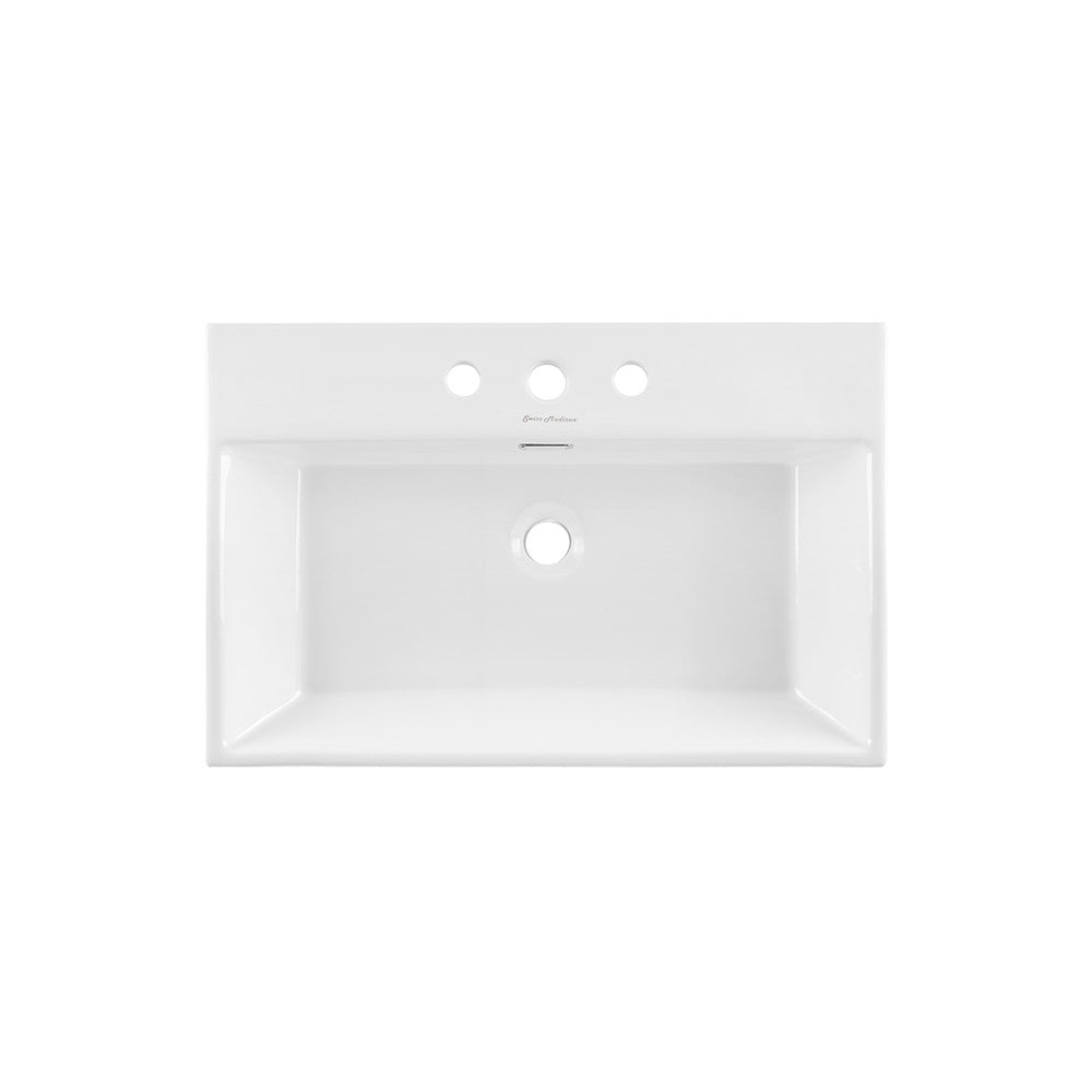 Swiss Madison Claire 24" Console Sink White Basin Chrome Legs with 8" Widespread Holes