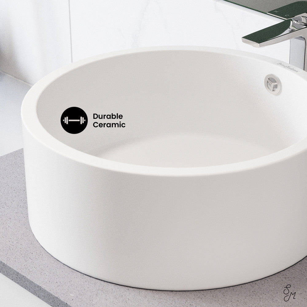 Swiss Madison Monaco Round Ceramic Bathroom Vessel Sink in White