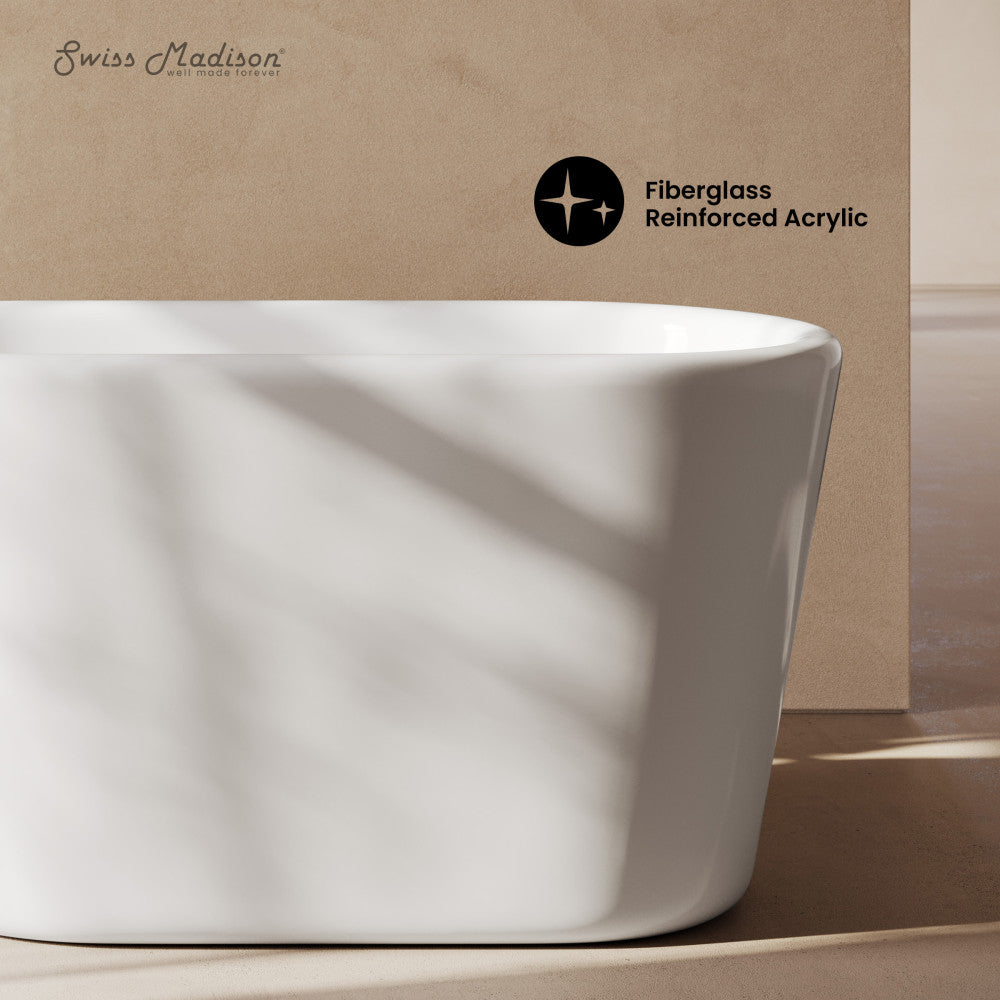 Swiss Madison Nanterre 51" Japanese Soaking Freestanding Bathtub in Glossy White, Drain Included