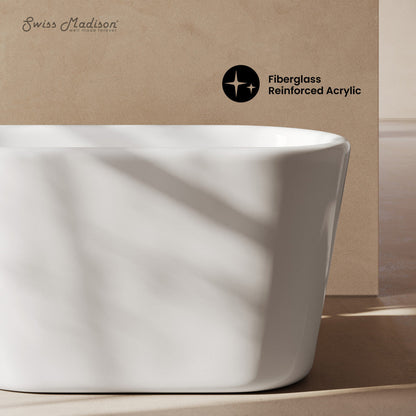 Swiss Madison Nanterre 51" Japanese Soaking Freestanding Bathtub in Glossy White, Drain Included