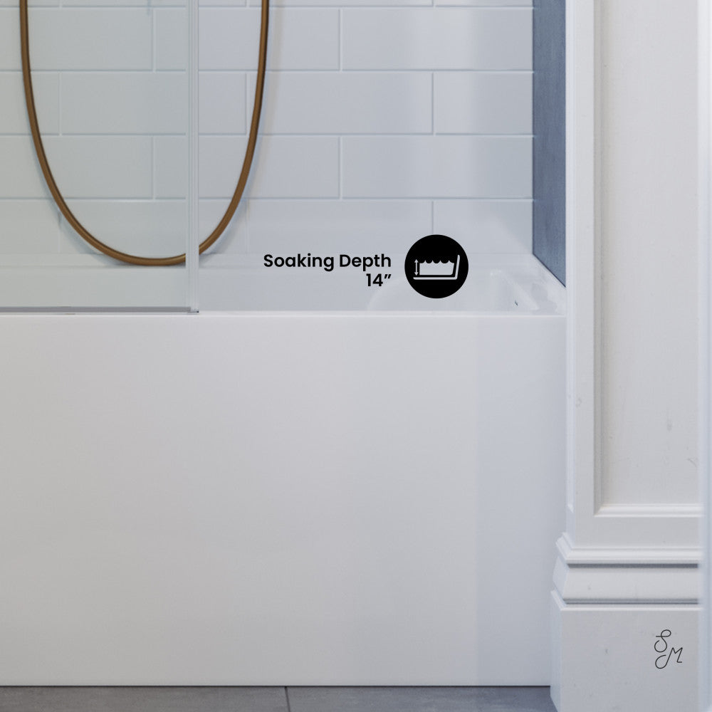Swiss Madison Voltaire 48 x 32 Skirted Right Drain Soaking Apron Bathtub in Glossy White with Integrated Overflow, Drain Included