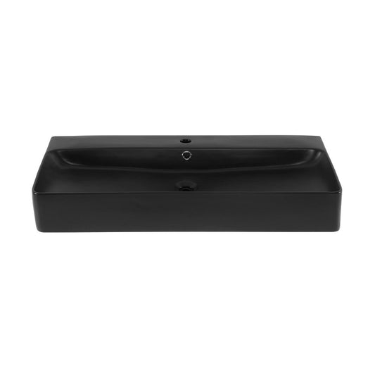 Swiss Madison Carre 36" Rectangle Wall-Mount Bathroom Sink in Matte Black