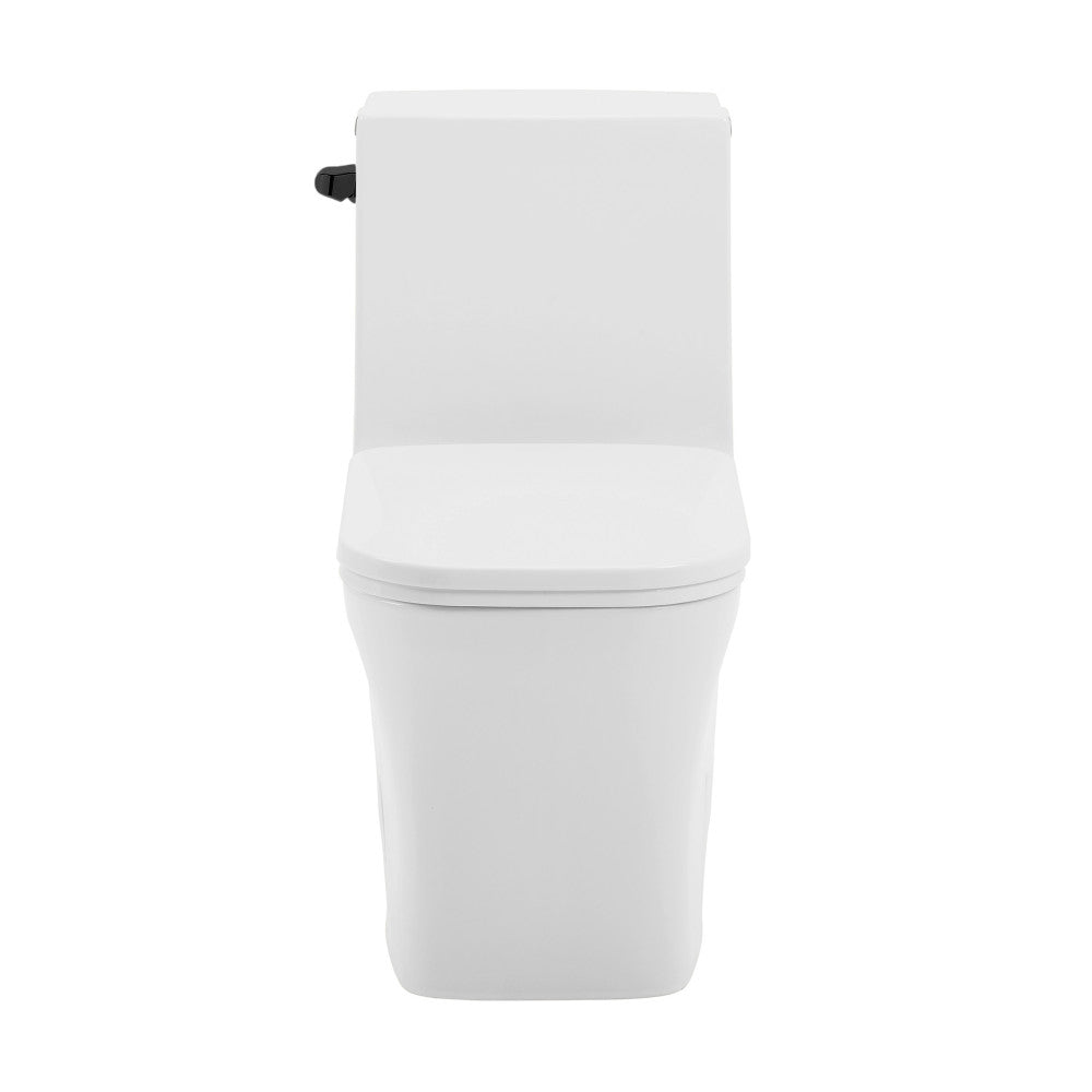 Swiss Madison Concorde One-Piece 12" Rough-in 1.28 GPF Left-Hand Flush Square Toilet in Glossy White with Black Hardware