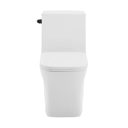 Swiss Madison Concorde One-Piece 12" Rough-in 1.28 GPF Left-Hand Flush Square Toilet in Glossy White with Black Hardware