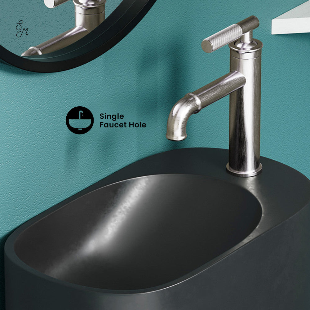Swiss Madison Terre 18" Right Side Faucet Wall-Mount Bathroom Sink in Black