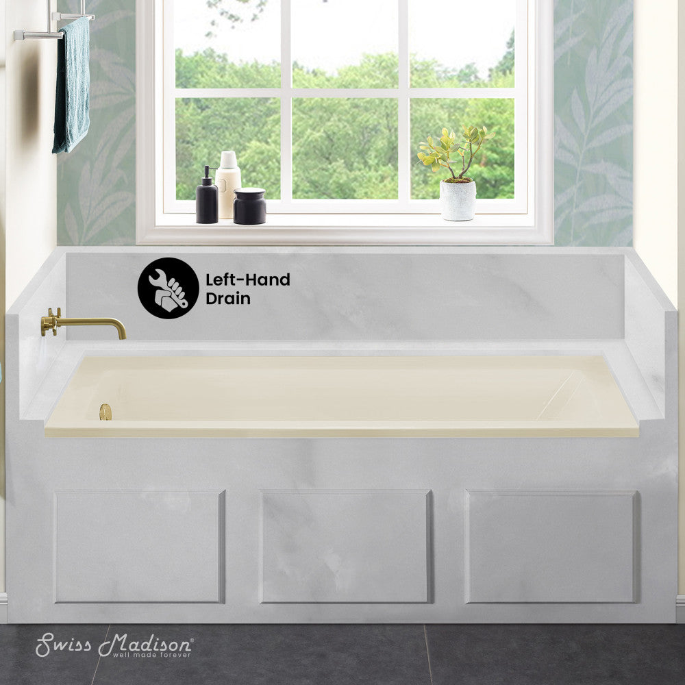 Swiss Madison Voltaire 60" x 30" Left-Hand Drain Alcove Bathtub in Bisque