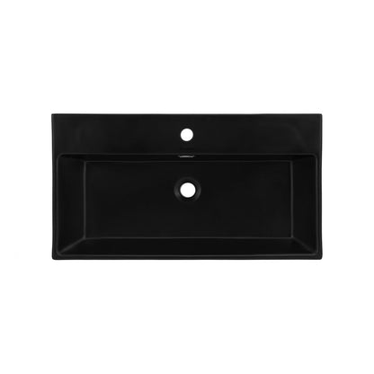 Swiss Madison Claire 30 Ceramic Console Sink Matte Black Basin Brushed Gold Legs
