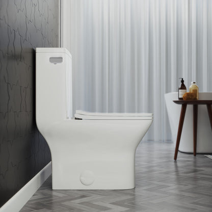Swiss Madison Carre One-Piece Square Toilet Left Side Flush Handle Toilet 1.28 gpf