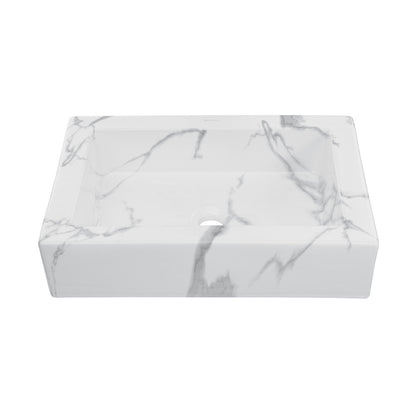 Swiss Madison Voltaire 22" Ceramic Vessel Bathroom Sink in White Marble